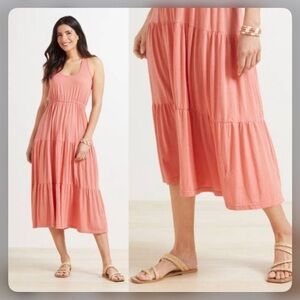 Sundry Evereve Malibu Coral Tiered Maxi Dress Small